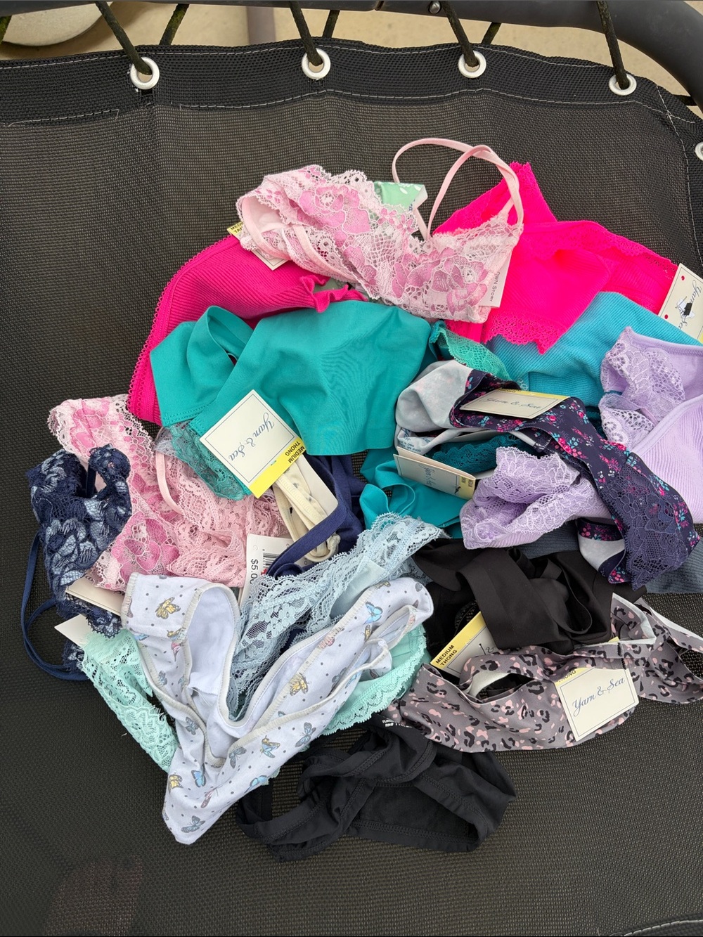 NWT lot of 24 pairs Assorted Women’s Lace & Cotton thongs/panties - size M